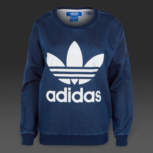 Adidas Originals Track Denim Sweater Medium Blue Denim for Women